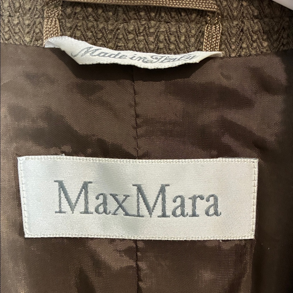 Max Mara Wool Blend Blazer Size 10 Khaki Brown Designer Jacket - Picture 3 of 9
